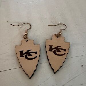 KC Chiefs Wooden Arrowhead Earrings